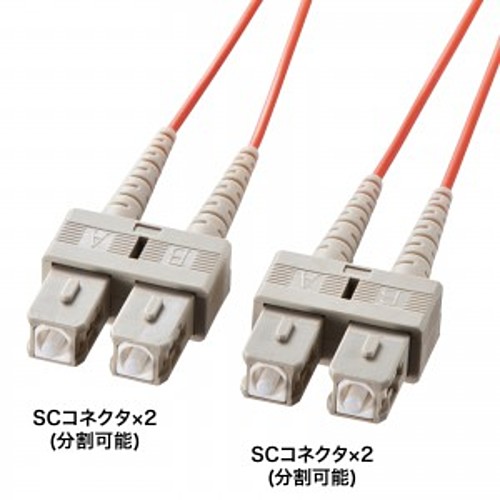 サンワサプライ メガネ型光ファイバケーブル(マルチ50μm、SC×2-SC×2、2m) HKB-SCSC5-03N「在庫掲載」