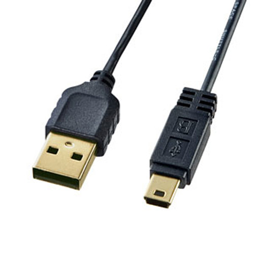 サンワサプライ 極細ミニUSBケーブル (ミニBタイプ) KU-SLAMB515BKK「在庫掲載」