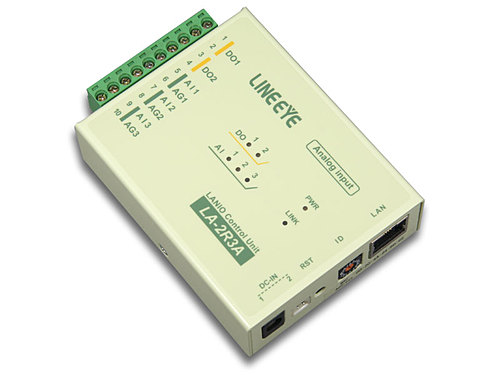 ラインアイ LAN接続型IOユニット アナログ入力3点/リレー出力2点 LA-2R3A(V2)