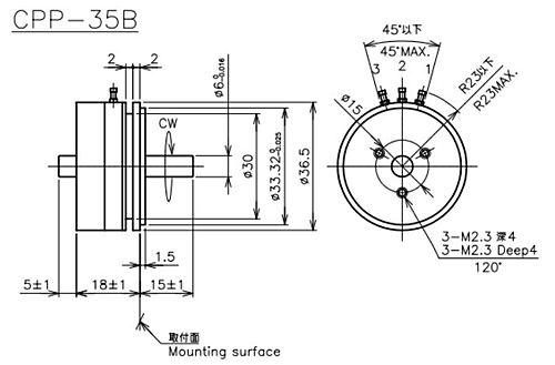 緑測器　接触式回転角度センサ　CPP-35B
