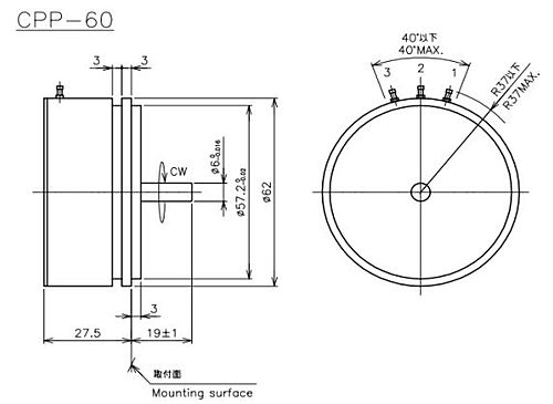緑測器　接触式回転角度センサ　CPP-60