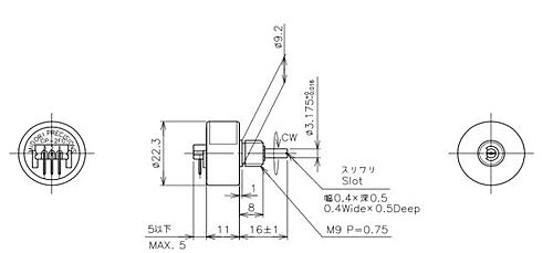 緑測器　接触式回転角度センサ　CP-2FCB(m) 5Kｵｰﾑ