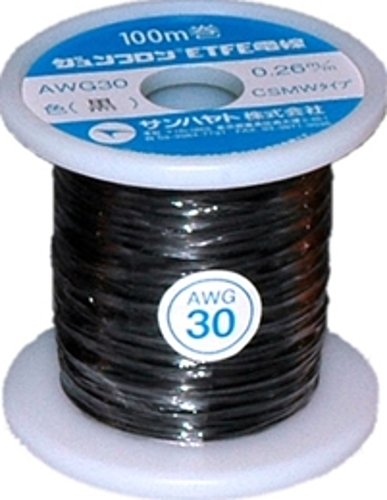 サンハヤト　ジュンフロンETFE電線　AWG30-100m:黒