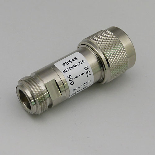 スタック電子　50Ω-75Ω抵抗変換型インピーダンス変換器　N(P)-NC75(J)　PD545(R0)「在庫掲載」(計測器アクセサリ)