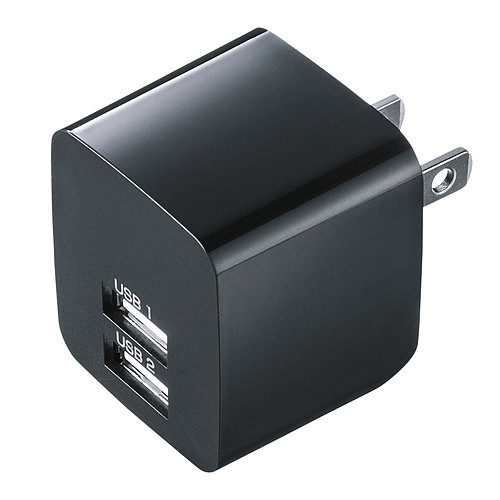 サンワサプライ USB充電器(2ポート・合計2.4A・ブラック) ACA-IP44BK「在庫掲載」