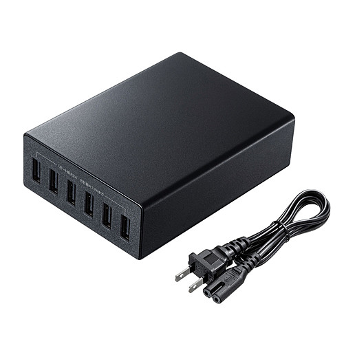 サンワサプライ USB充電器(6ポート・合計12A・ブラック) ACA-IP67BK「在庫掲載」