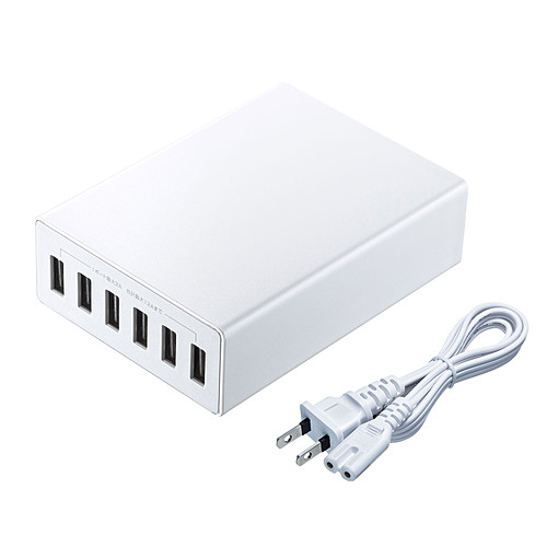 サンワサプライ USB充電器(6ポート・合計12A・ホワイト) ACA-IP67W「在庫掲載」