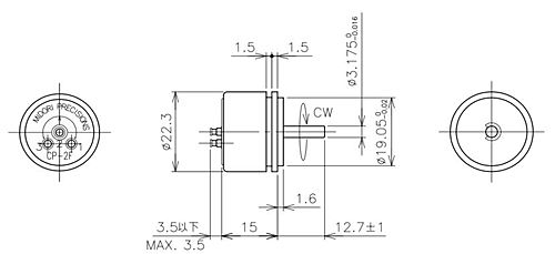 緑測器　接触式回転角度センサ　CP-2FK(b)J 
