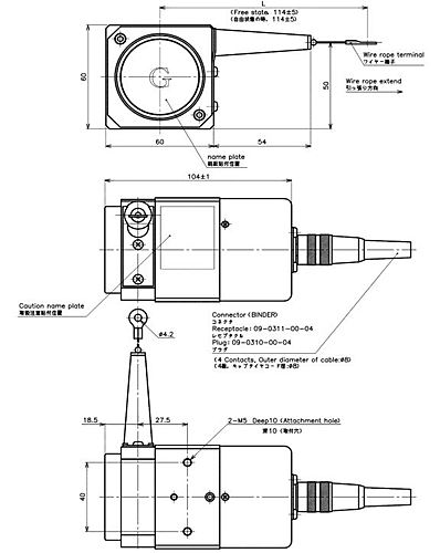 緑測器　接触式ワイヤー型リニアセンサ　CP-45F-150LS 10Kｵｰﾑ