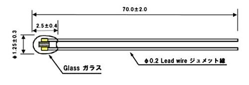 SEMITEC　NTサーミスタ(高耐熱、高感度ガラス封止サーミスタ)　493NT-4-R100H40G