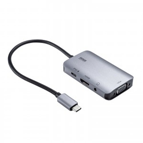 サンワサプライ　USB Type C-HDMI/VGA変換アダプタ(4K/30Hz/PD対応)　AD-ALCHV02「在庫掲載」