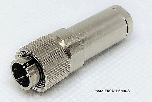 多治見無線電機　小形防水丸形コネクタ（プラグ）　ピンコンタクト　ER04-P6M6.8