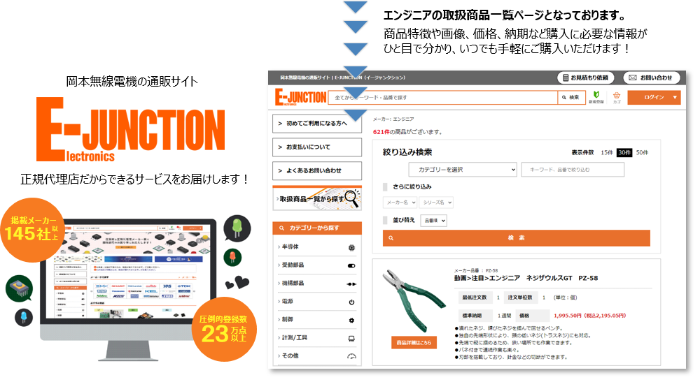エンジニアの取扱商品一覧ページとなっております。