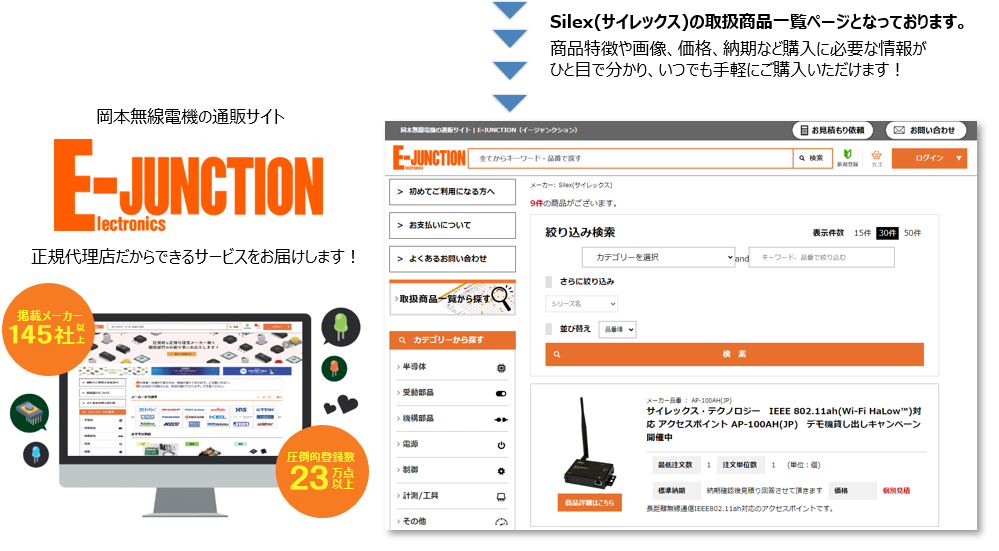 silex（サイレックス）の取扱商品一覧ページとなっております。