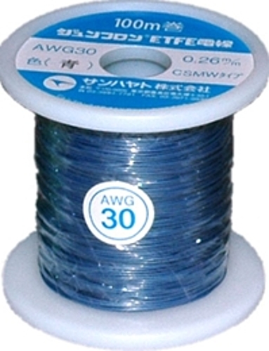 サンハヤト　ジュンフロンETFE電線　AWG30-100m:青