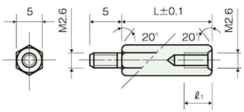 廣杉計器 黄銅 スペーサー（六角） BSB-2607.5E / 電子部品・半導体