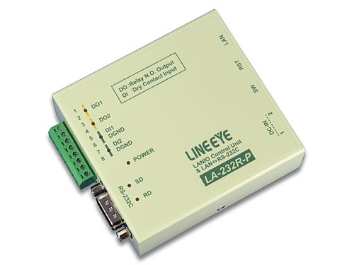 ラインアイ　LAN接続型デジタルIOユニット+LAN⇔RS-232C変換　リレー接点2出力/ドライ接点2入力　LA-232R-P