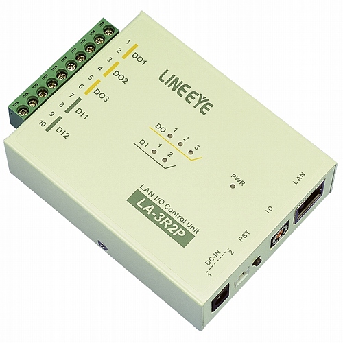 ラインアイ　LAN接続型デジタルIOユニット　リレー接点3出力/フォトカプラ絶縁2入力　LA-3R2P