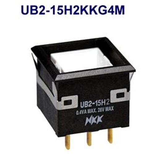 注目>NKKスイッチズ　照光式押ボタンスイッチ　UB2-15H2KKG4M